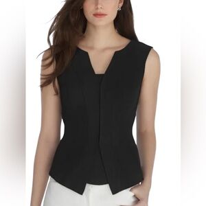 White House Black Market V-Neck Black Blouse